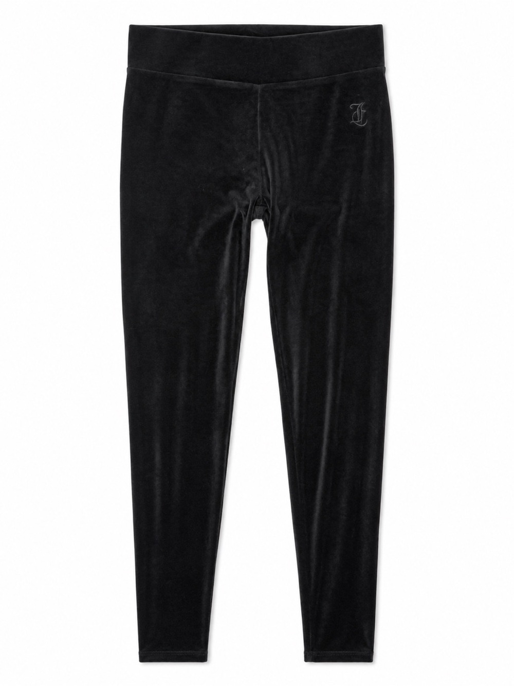 Juicy Couture Black Crushed Velour High Rise Leggings Small Embroidered Y2K